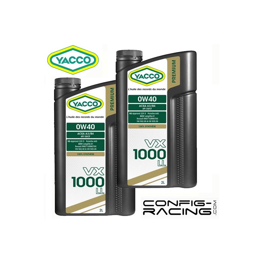 Huile Yacco VX 1000 LL 0W40 2L (lot de 2)