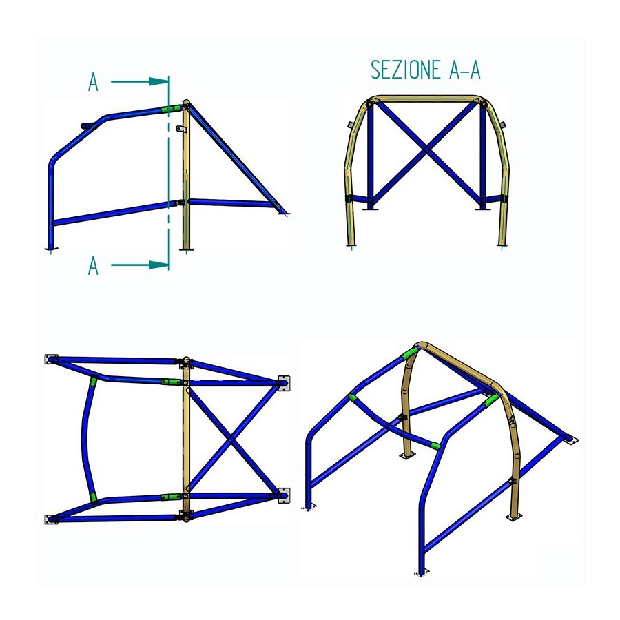 Arceau Standard FIA SPARCO - Peugeot 106 - 8 points - à boulonner - 08/91-