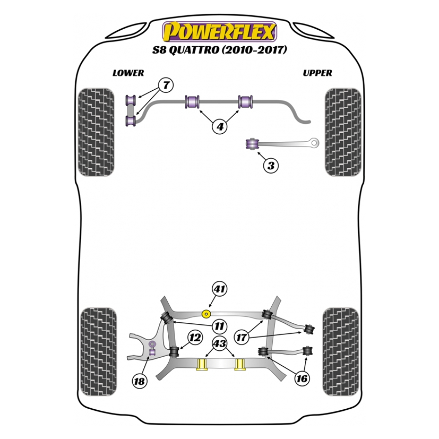 Silent blocs Powerflex Audi S8 Quattro (2010 - ) 