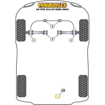Silent blocs Powerflex Audi V8 Type 44 et C4 (1988-1994) 