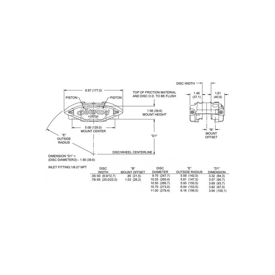 Etrier WILWOOD Powerlite 4 pistons