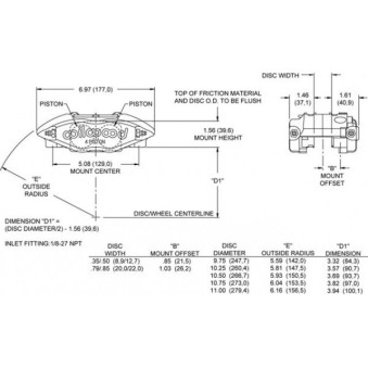 Etrier WILWOOD Powerlite 4 pistons