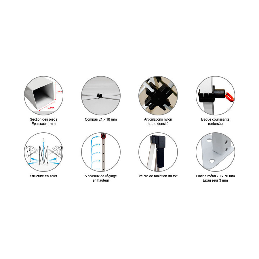 Tente Acier 32 - 3x6m - avec cotés 