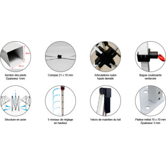 Tente Acier 32 - 3x6m - avec cotés 