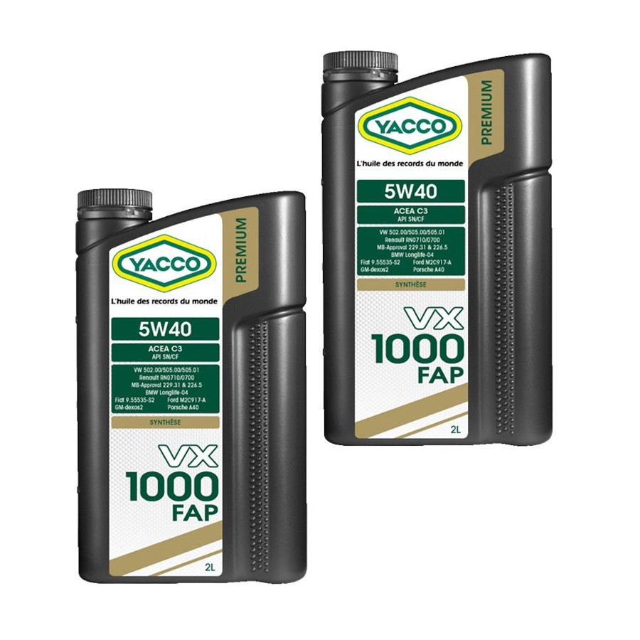 Huile Yacco VX 1000 FAP 5W40 2L (lot de 2)